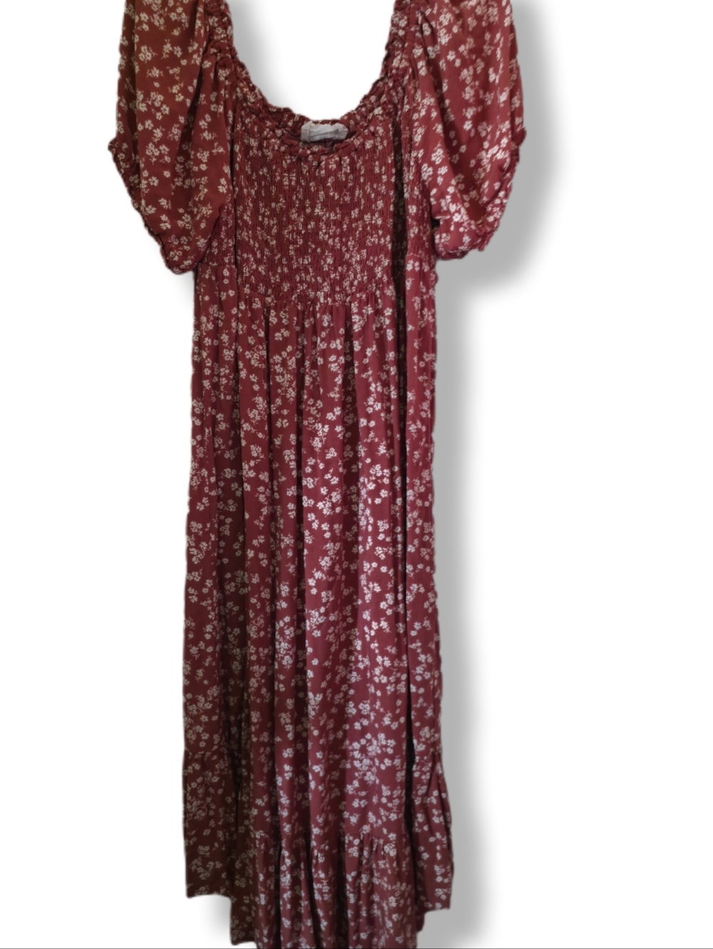 Prairie Puff Sleeve Midi Boho XL Cottagecore Homestead Floral Dress